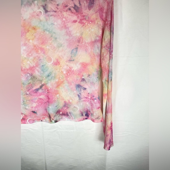 BooHoo Cosmic Tie Dye Mesh Top - Size 14 - Picture 5 of 9